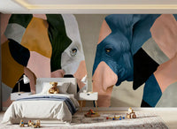 Abstraktes Wandbild „Elefantenbegegnung“
