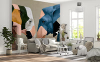 Abstraktes Wandbild „Elefantenbegegnung“