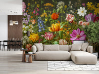 Botanische bloeiende muurschildering Midnight Meadow