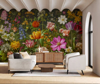 Botanische bloeiende muurschildering Midnight Meadow