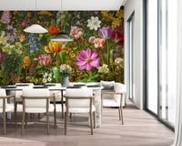 Botanische bloeiende muurschildering Midnight Meadow