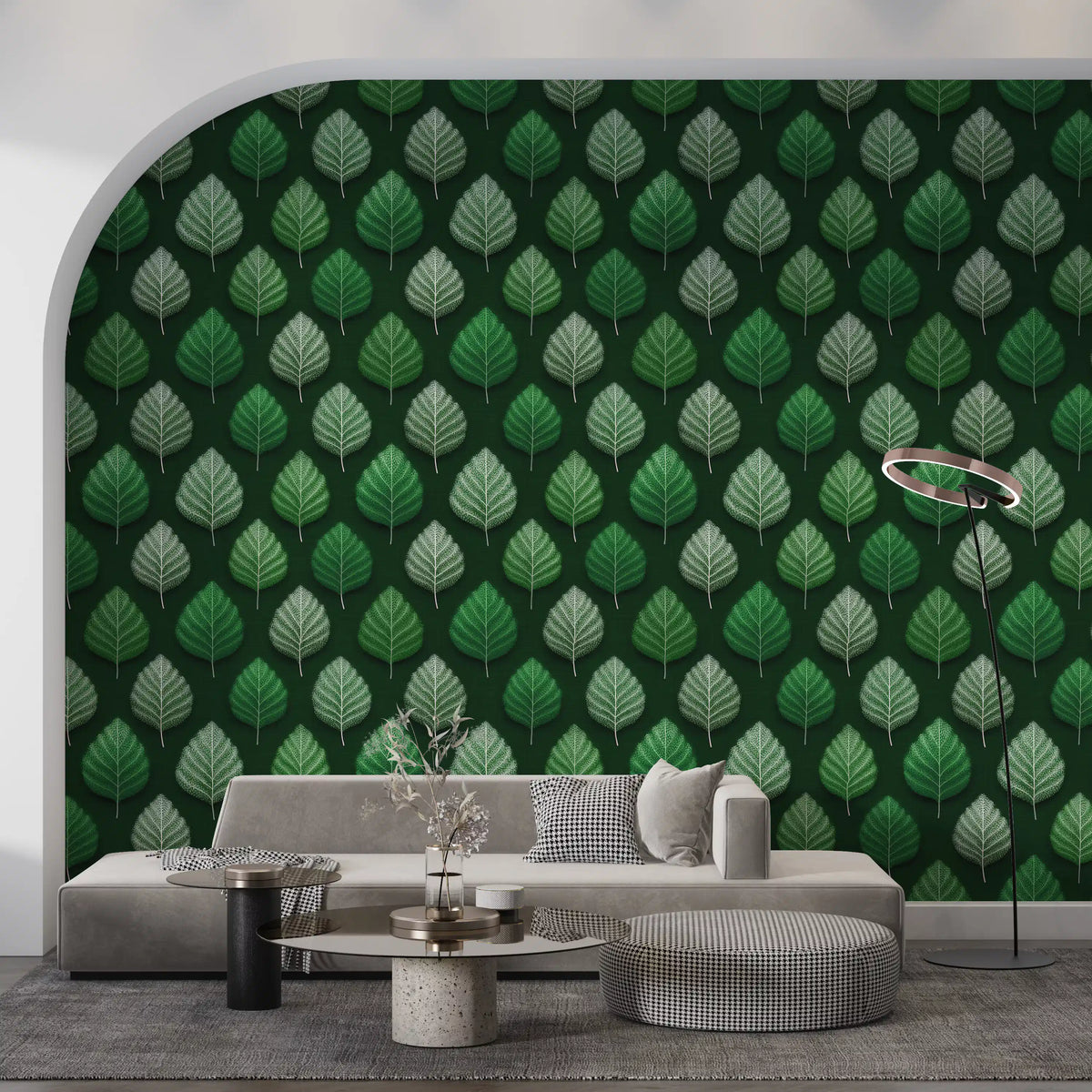 Tapete mit minimalistischem Blattgitter-Design