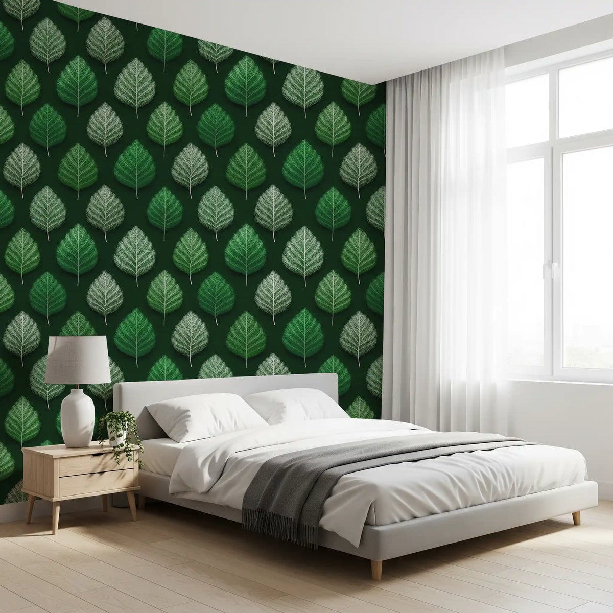 Tapete mit minimalistischem Blattgitter-Design