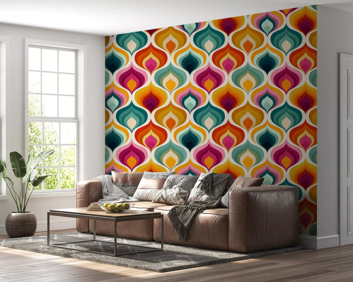 Abstrakte Mid-Century-Wellen-Tapete