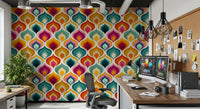 Abstrakte Mid-Century-Wellen-Tapete