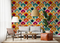 Abstrakte Mid-Century-Wellen-Tapete