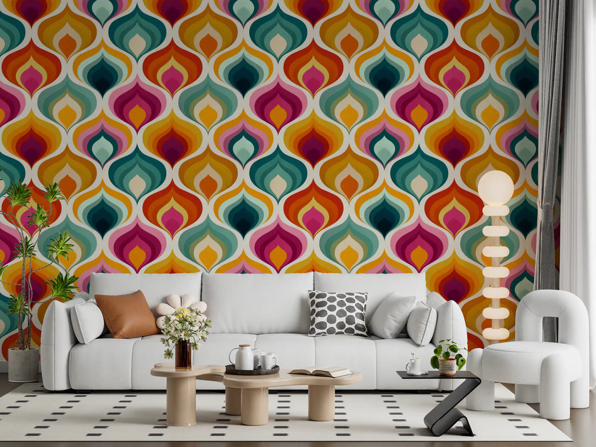 Abstrakte Mid-Century-Wellen-Tapete