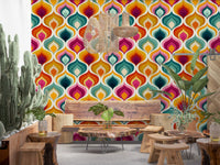 Abstrakte Mid-Century-Wellen-Tapete