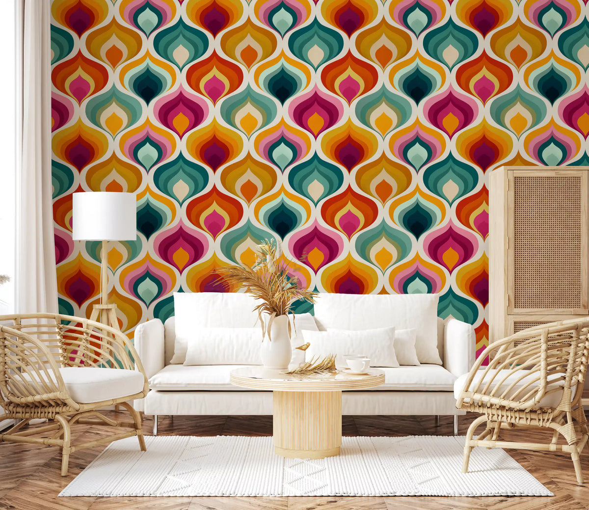 Abstrakte Mid-Century-Wellen-Tapete