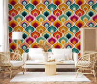 Abstrakte Mid-Century-Wellen-Tapete