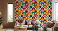 Abstrakte Mid-Century-Wellen-Tapete