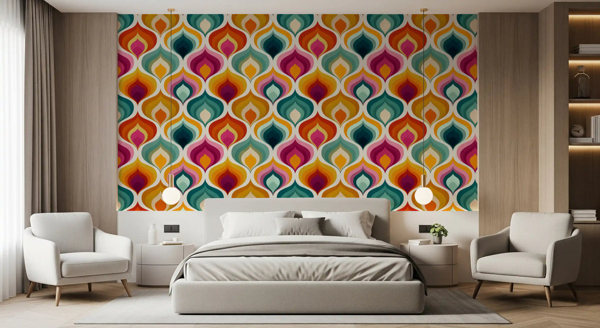 Abstrakte Mid-Century-Wellen-Tapete