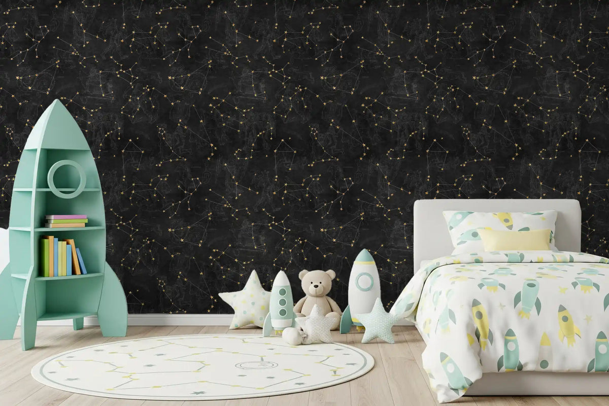 Eternal Star Atlas - Antracietkleurig behang⁠