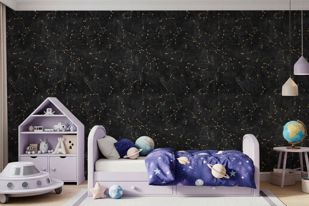 Eternal Star Atlas - Antracietkleurig behang⁠