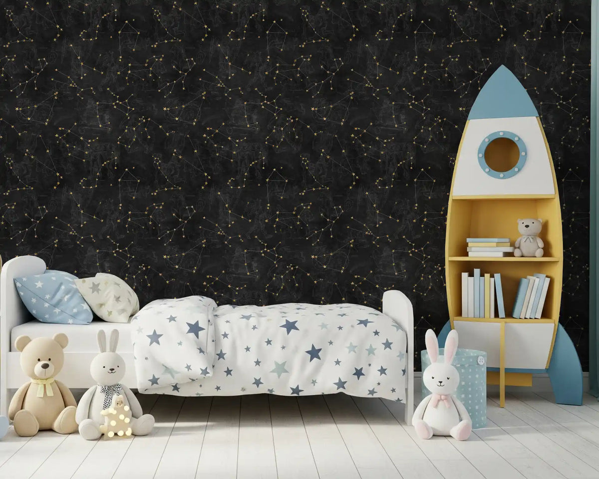 Eternal Star Atlas - Antracietkleurig behang⁠