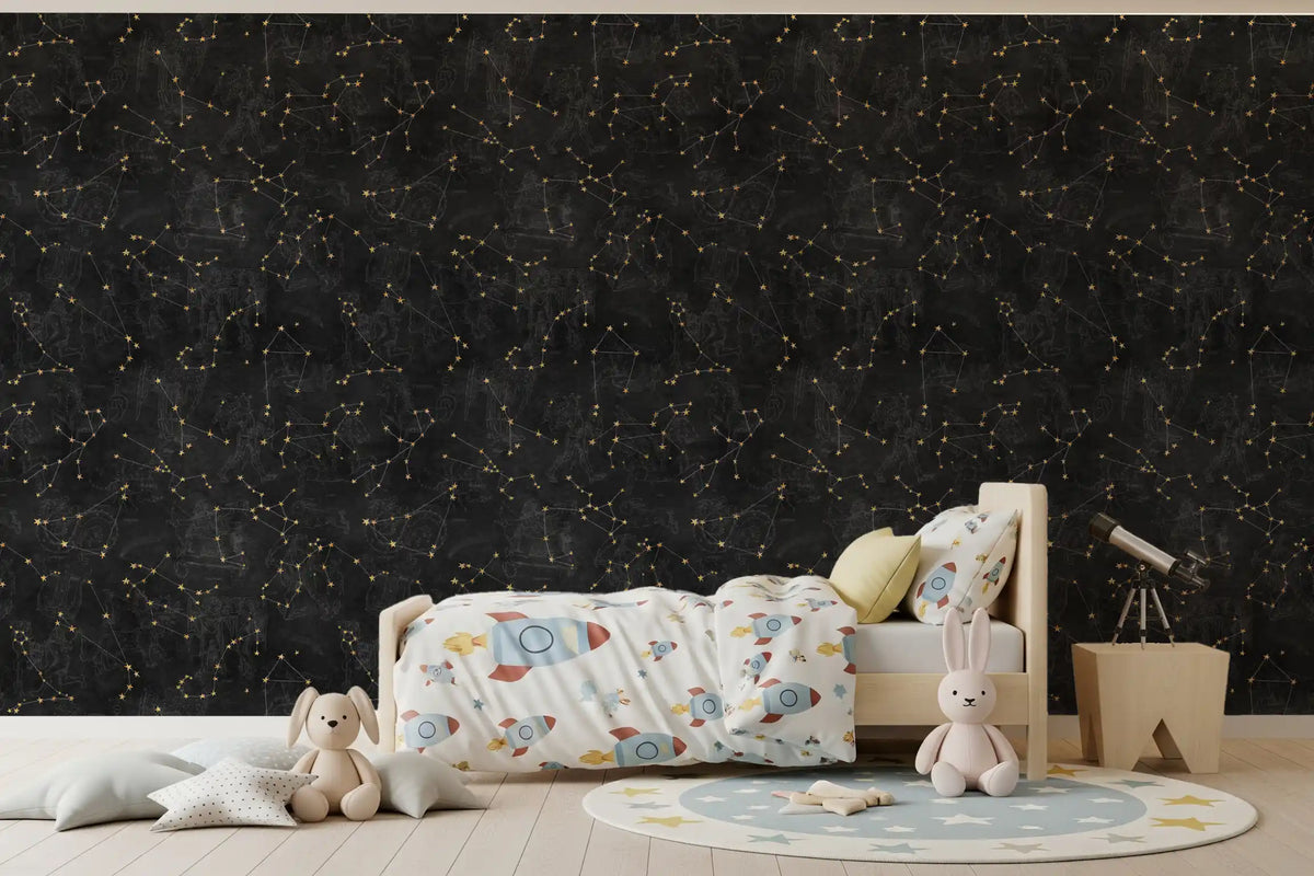 Eternal Star Atlas - Antracietkleurig behang⁠