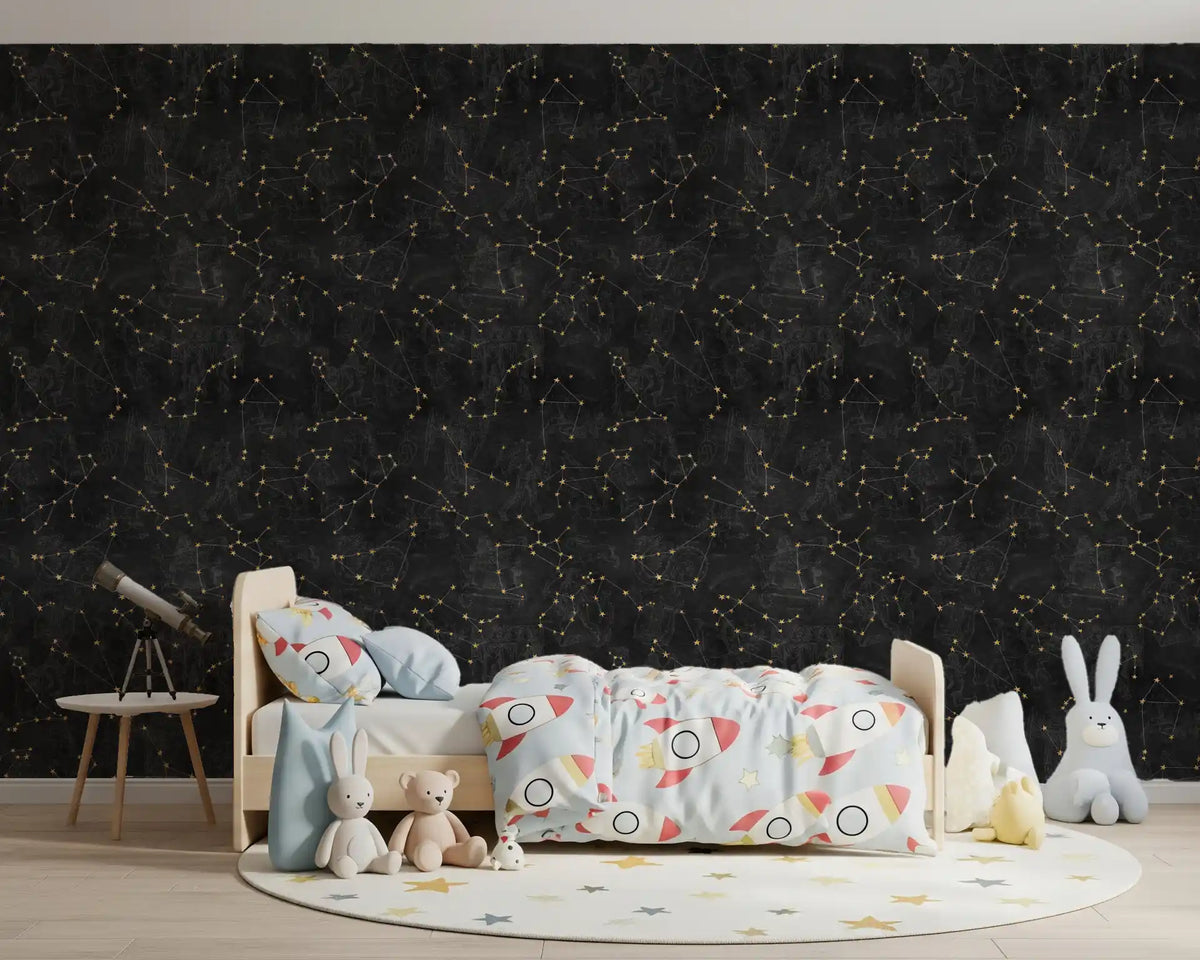 Eternal Star Atlas - Antracietkleurig behang⁠