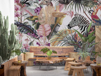 Exotic Fauna and Lush Flora Mural Wall Mural