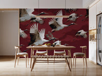 Papier peint mural Vol de grues cramoisi