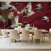 Papier peint mural Vol de grues cramoisi