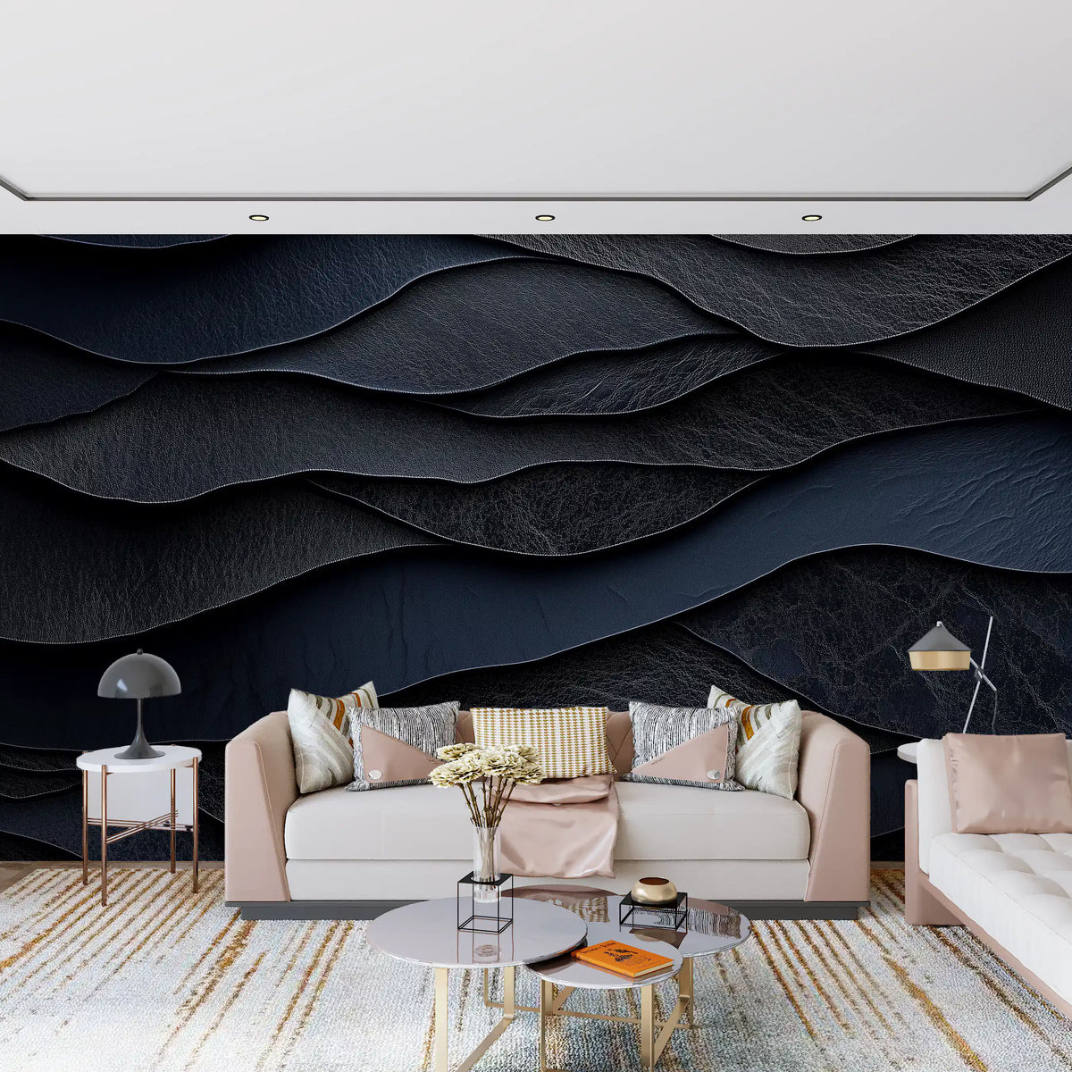 Wandbild „Dunkle Mitternacht“ mit Lederschichten