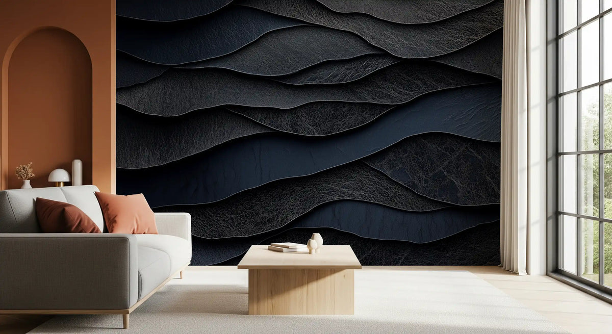 Wandbild „Dunkle Mitternacht“ mit Lederschichten