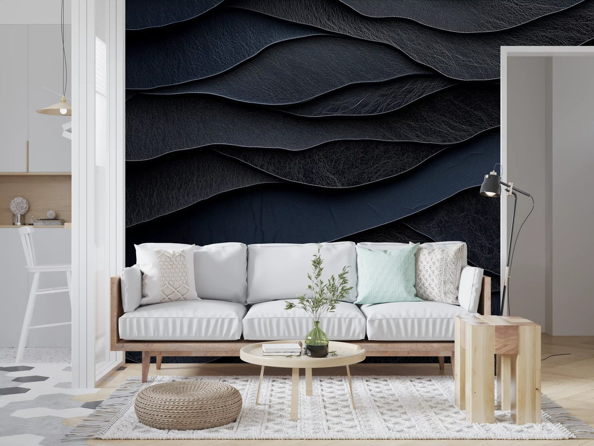 Wandbild „Dunkle Mitternacht“ mit Lederschichten