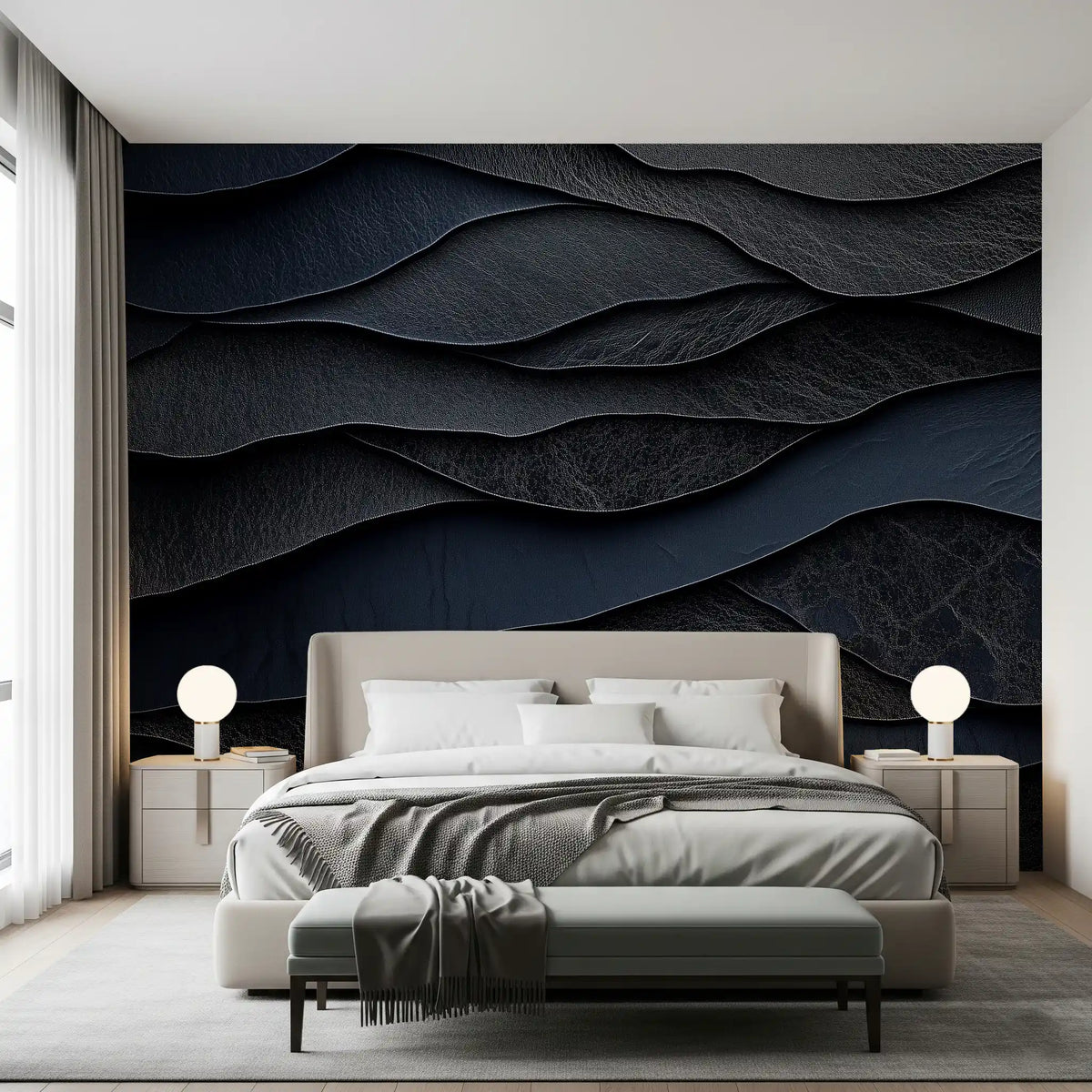 Wandbild „Dunkle Mitternacht“ mit Lederschichten