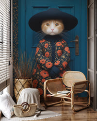 Wandbild „Königliche Raubkatze“ mit Mohnblumenmuster-Kleidung