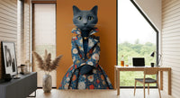 Elegante Katze in floraler Pracht als Wandbild