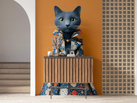 Elegante Katze in floraler Pracht als Wandbild