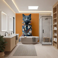 Elegante Katze in floraler Pracht als Wandbild