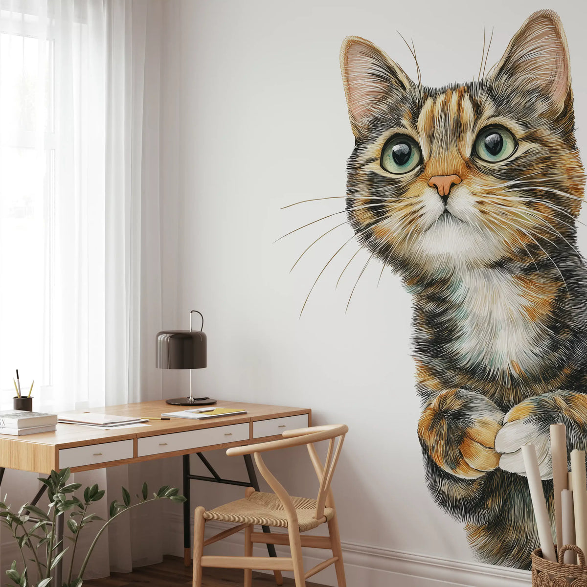 Wandbild „Neugierige Katze – Illustration“