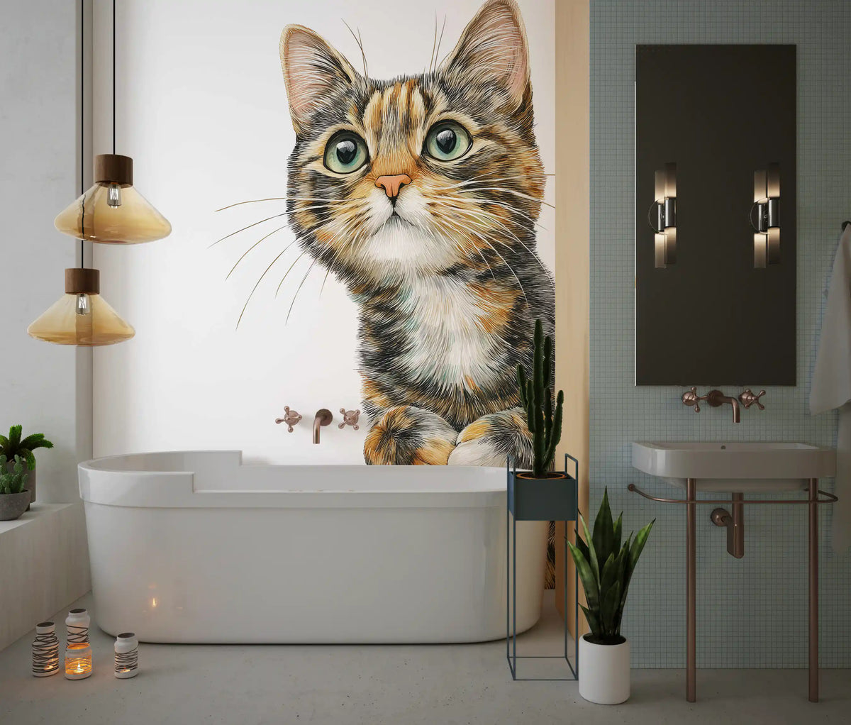 Wandbild „Neugierige Katze – Illustration“