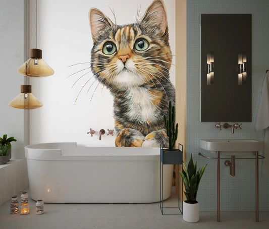 Wandbild „Neugierige Katze – Illustration“