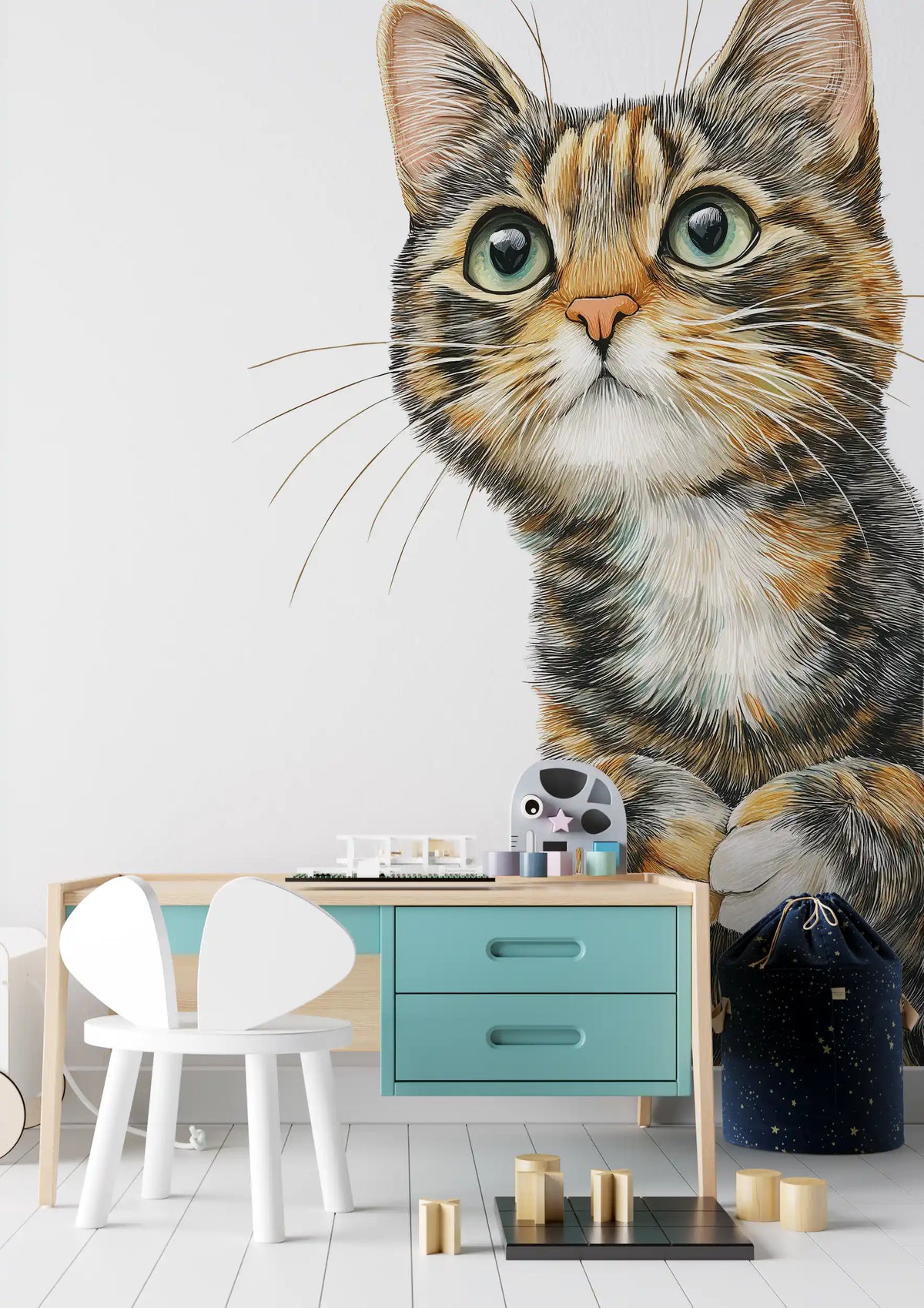 Wandbild „Neugierige Katze – Illustration“