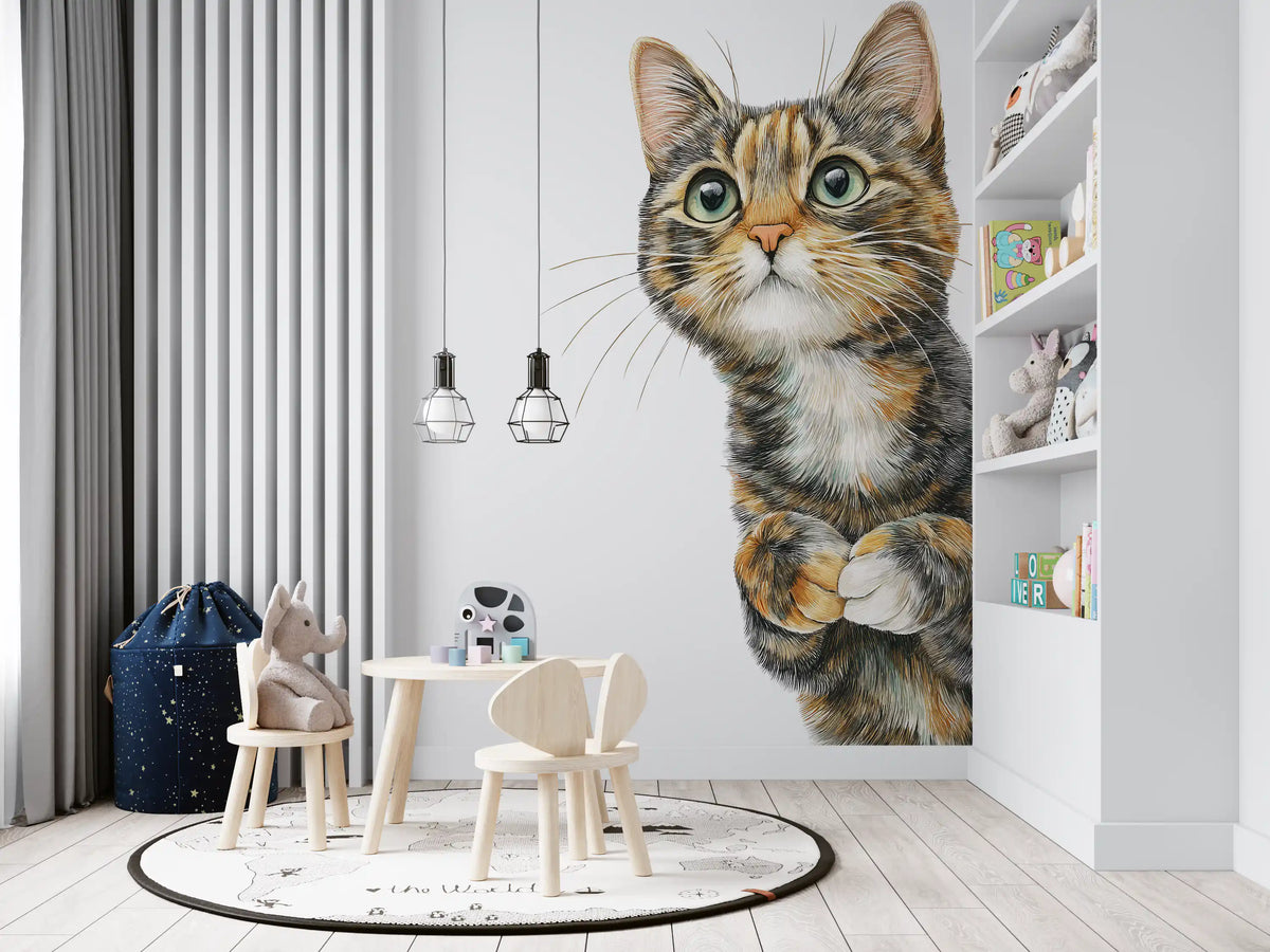 Wandbild „Neugierige Katze – Illustration“