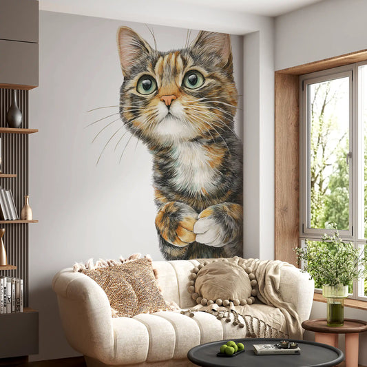 Wandbild „Neugierige Katze – Illustration“