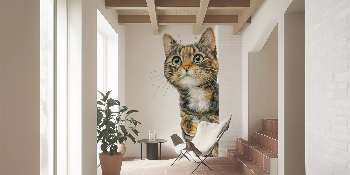 Wandbild „Neugierige Katze – Illustration“