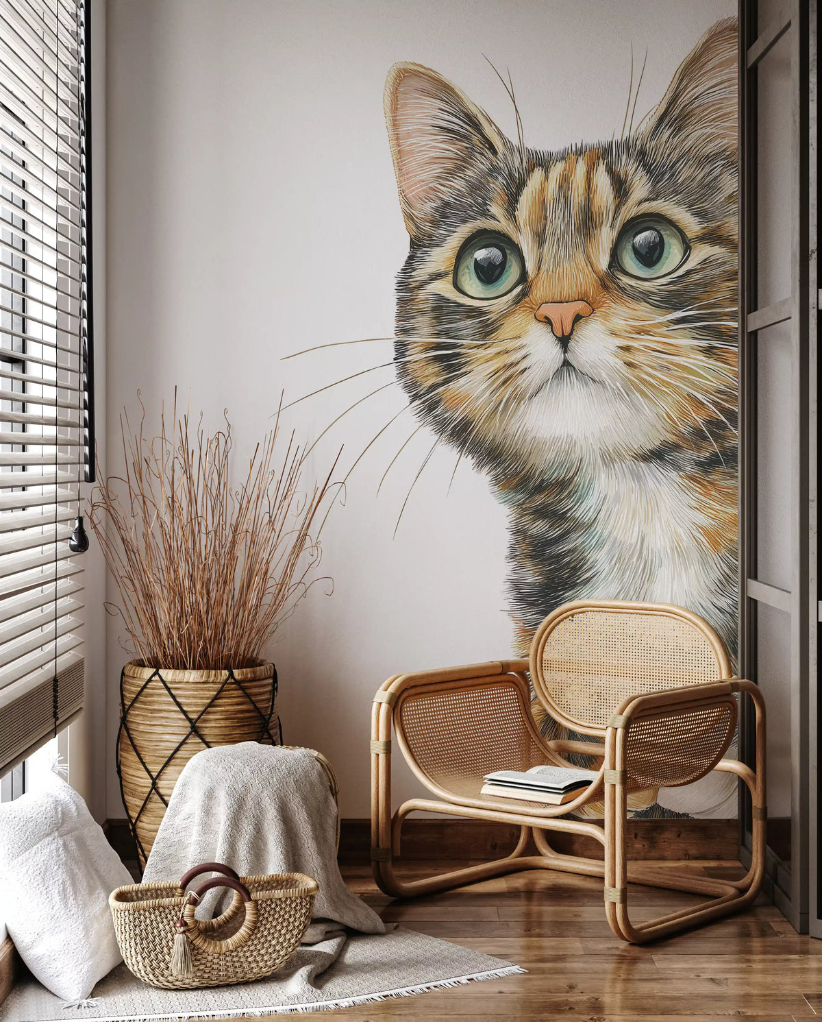 Wandbild „Neugierige Katze – Illustration“