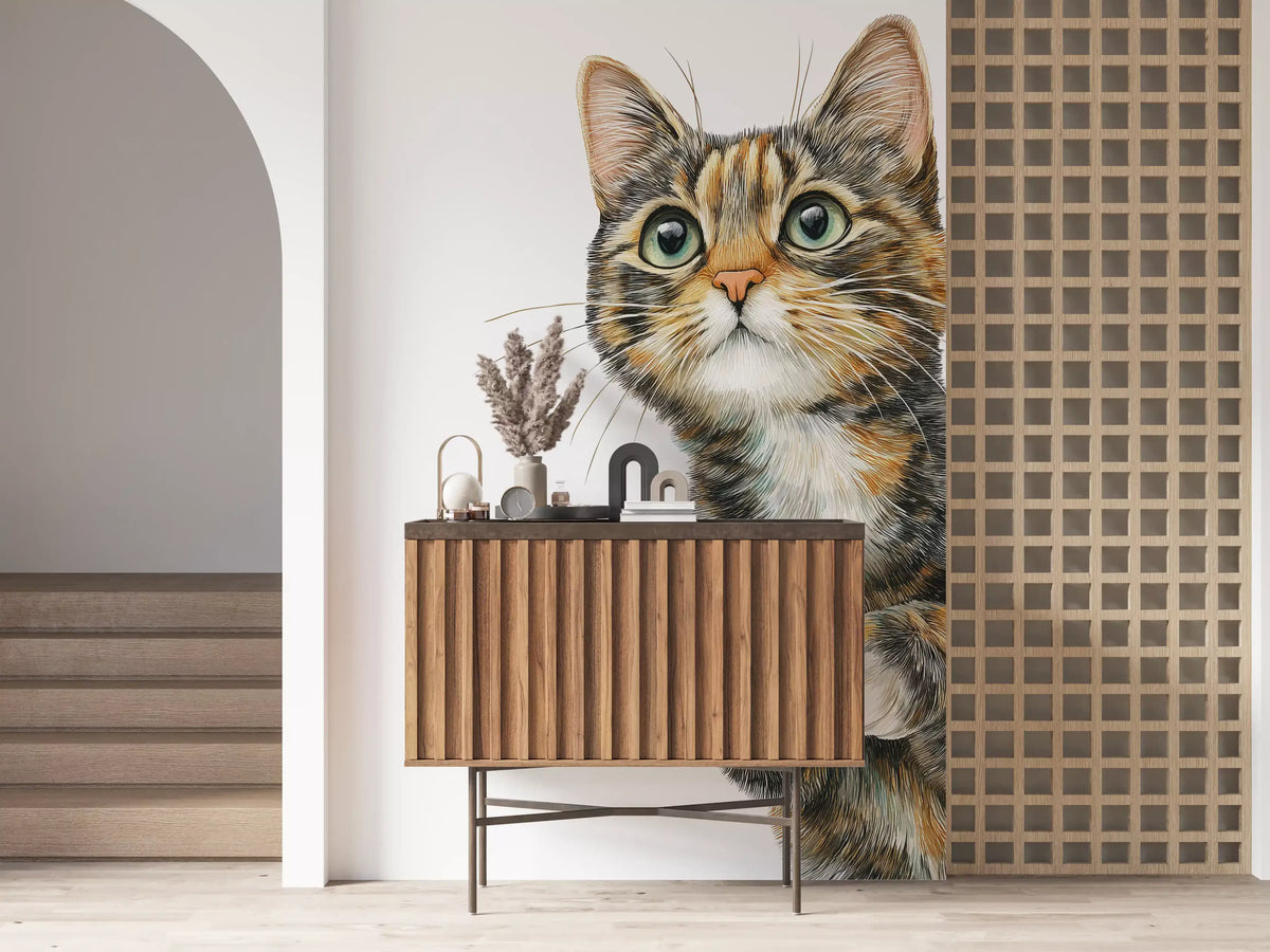 Wandbild „Neugierige Katze – Illustration“