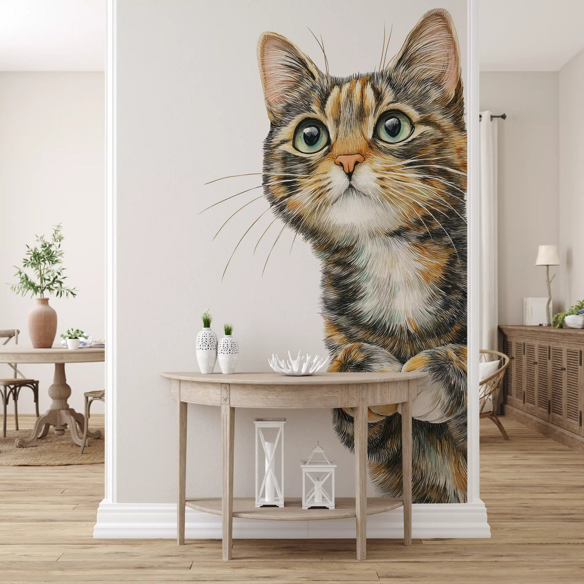Wandbild „Neugierige Katze – Illustration“