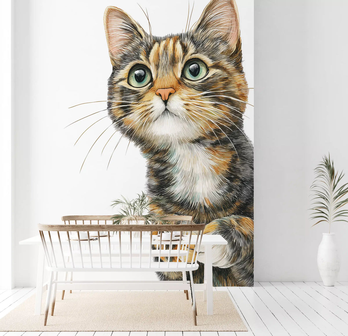 Wandbild „Neugierige Katze – Illustration“