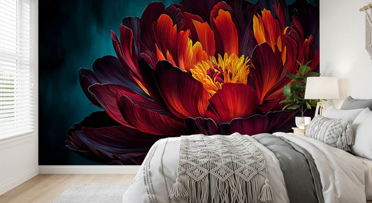 Fiery Crimson Peony Bloom Wall Mural