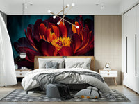 Fiery Crimson Peony Bloom Wall Mural
