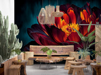 Fiery Crimson Peony Bloom Wall Mural