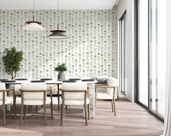 Minimalistische botanische Tapete mit grünen Zweigen
