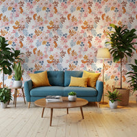 Verspielte Blush- und Kupfer-Blumentapete