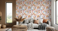 Verspielte Blush- und Kupfer-Blumentapete