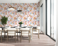 Verspielte Blush- und Kupfer-Blumentapete